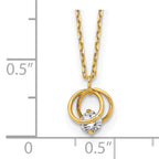 14k Yellow Gold Polished CZ Double Circle 15in w/1in ext Necklace