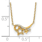 14k Yellow Gold Polished CZ Star 15in w/1in ext Necklace