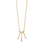14K Gold Polished Three Bar Dangle Necklace