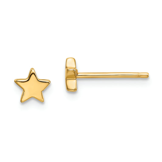 14k Gold Polished Star Post Earrings