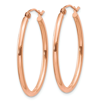 14k Rose Gold Oval Hoop Earrings