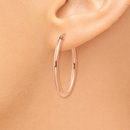 14k Rose Gold Oval Hoop Earrings