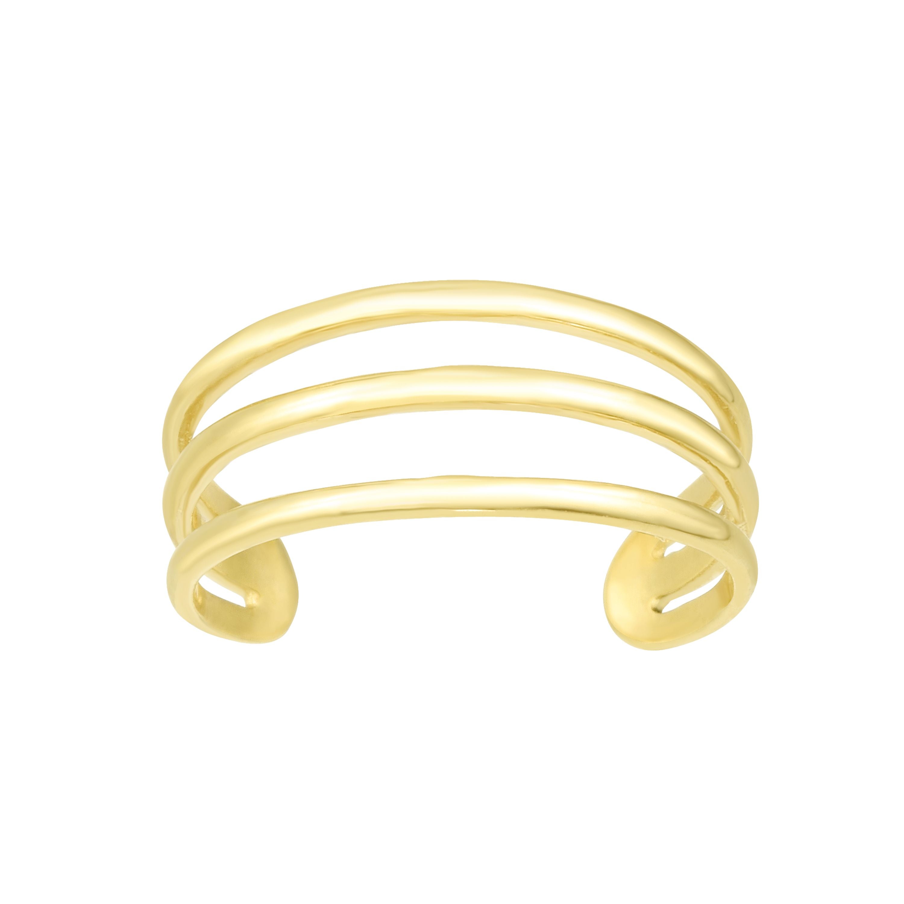 14K Gold Triple Row Open Bar Toe Ring