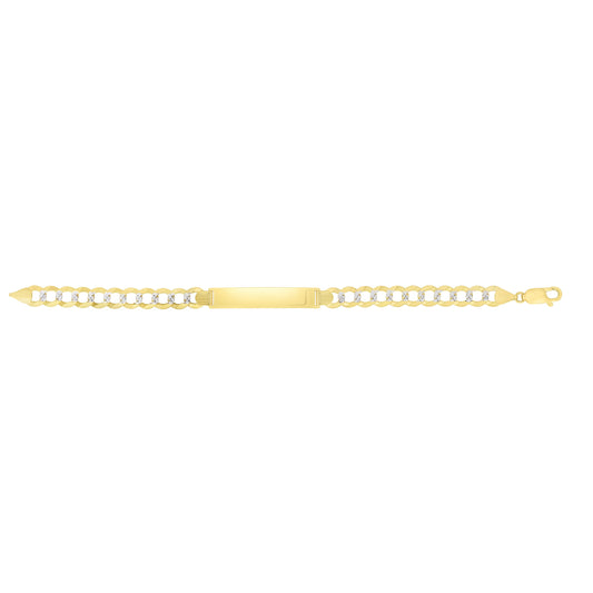 14K Gold 6.7mm Pave Curb ID Bracelet