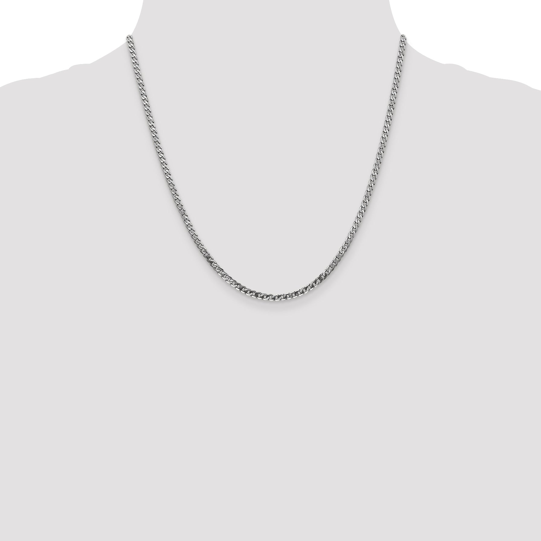 14k WG 2.9mm Flat Beveled Curb Chain