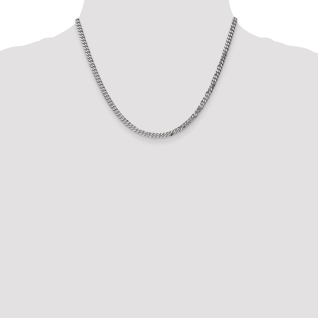 14k WG 3.9mm Flat Beveled Curb Chain