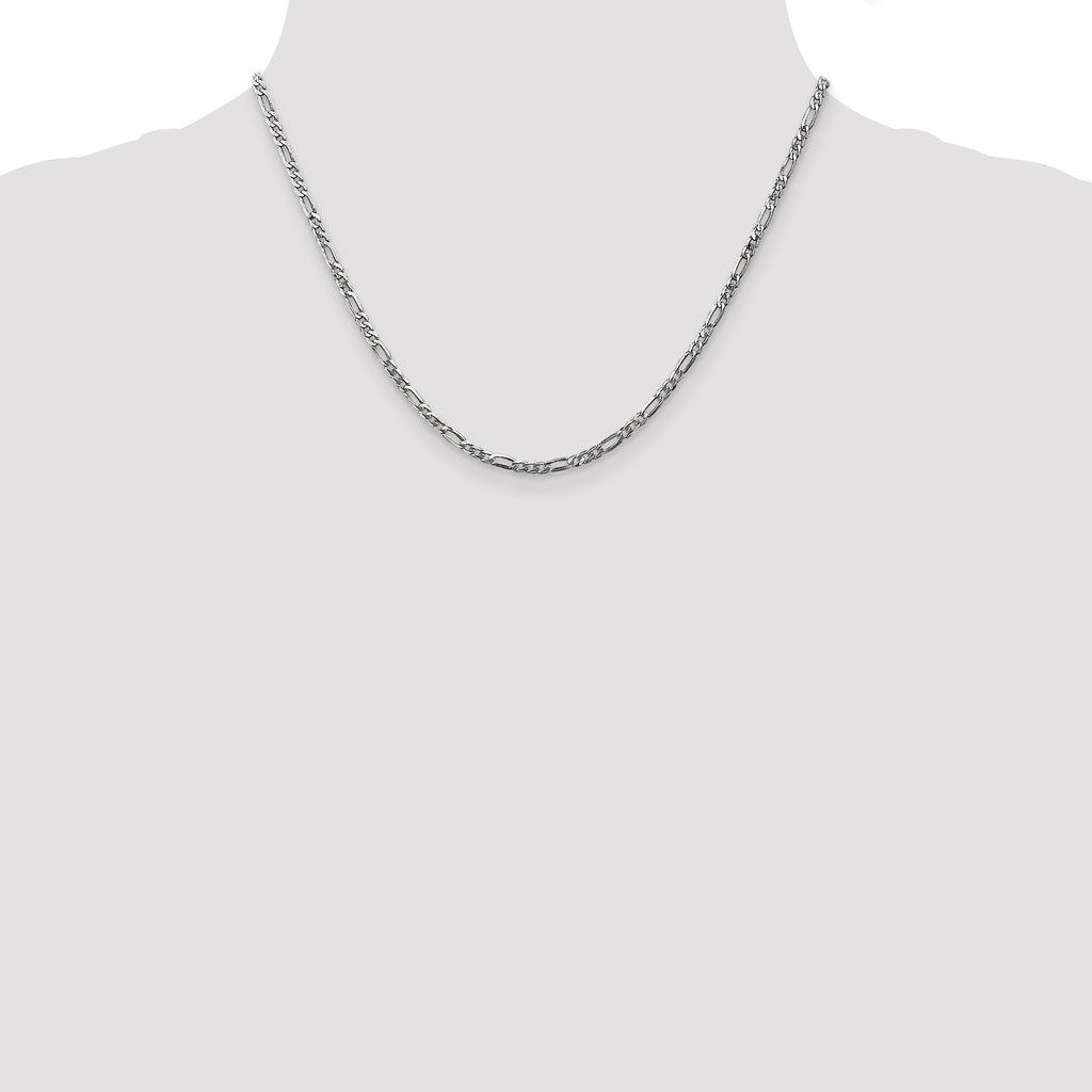 14k WG 2.75mm Flat Figaro Chain
