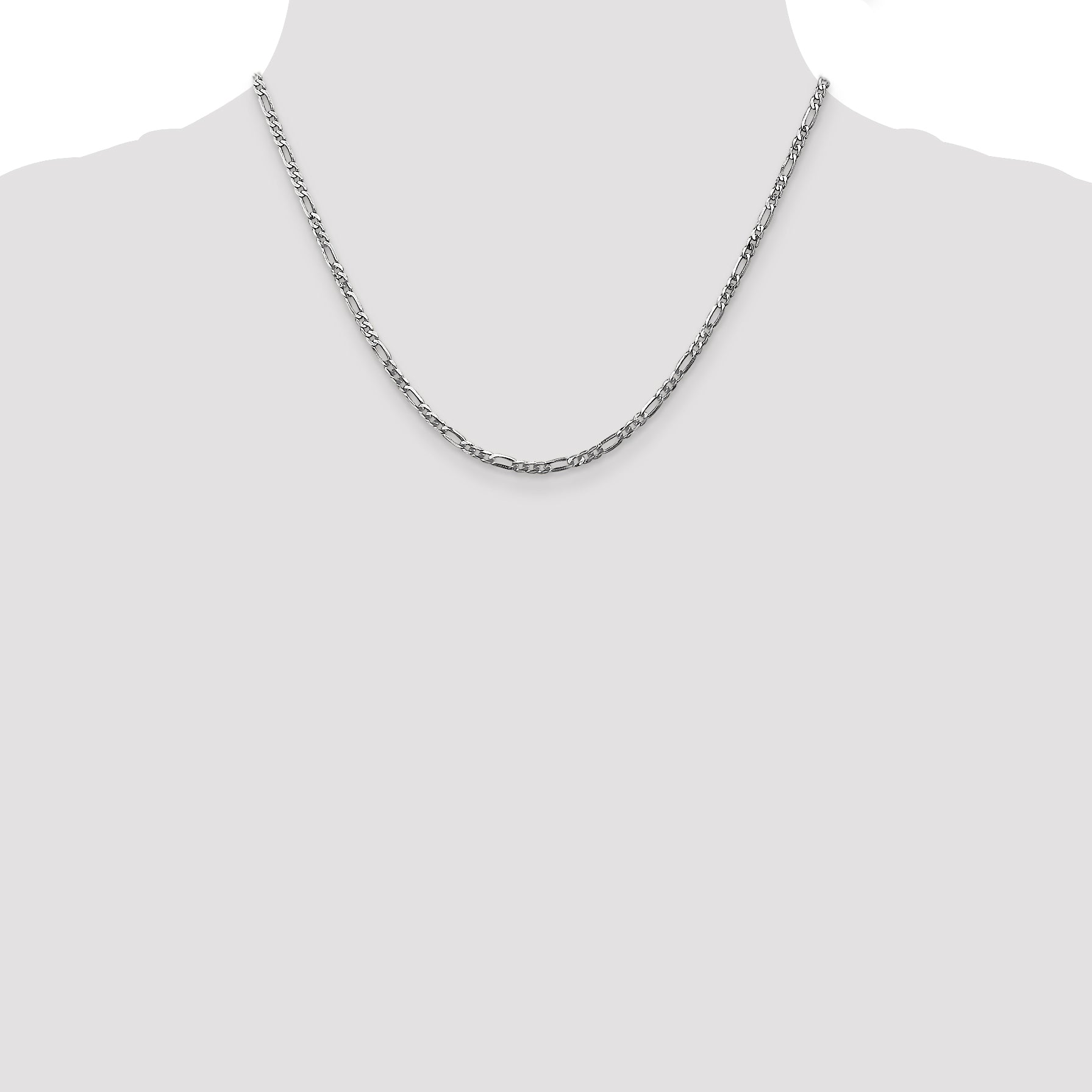 14k WG 2.75mm Flat Figaro Chain