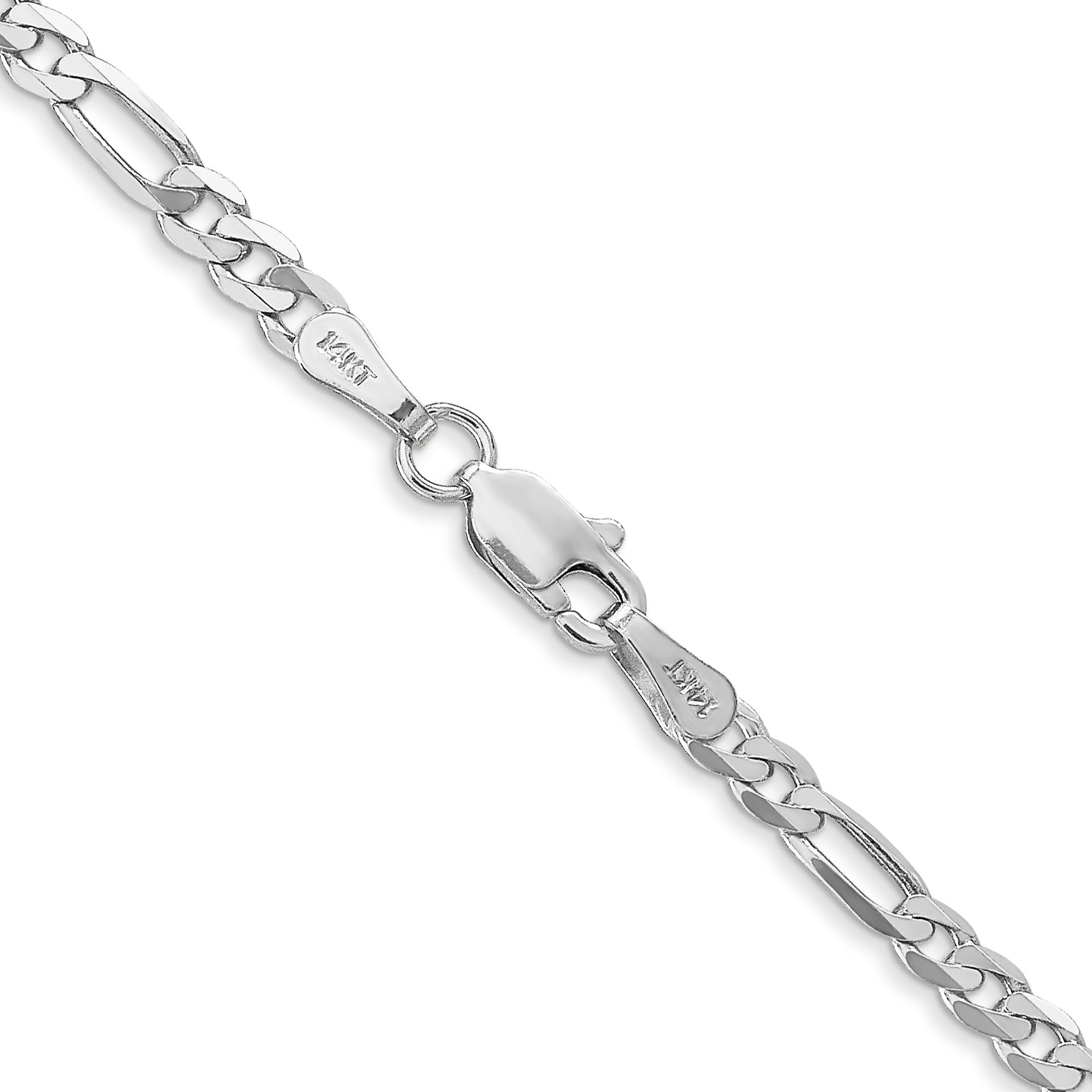 14k WG 3mm Flat Figaro Chain