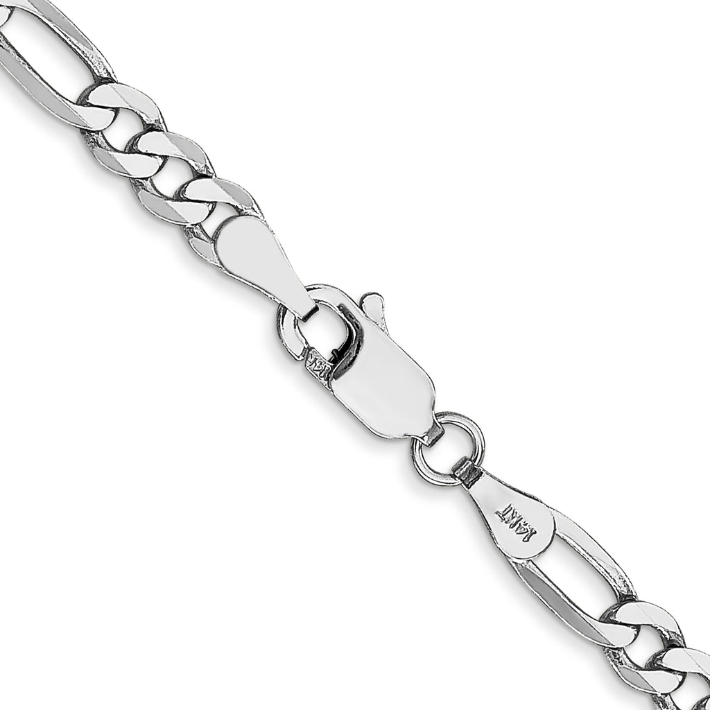 14k WG 4mm Flat Figaro Chain