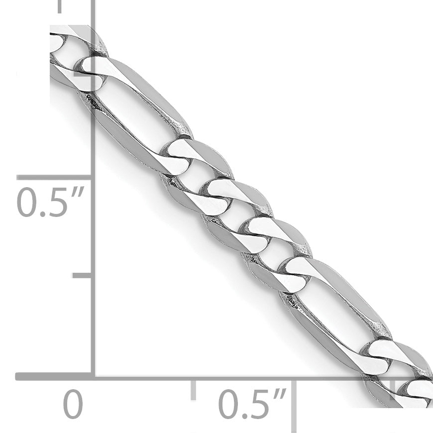 14k WG 4mm Flat Figaro Chain