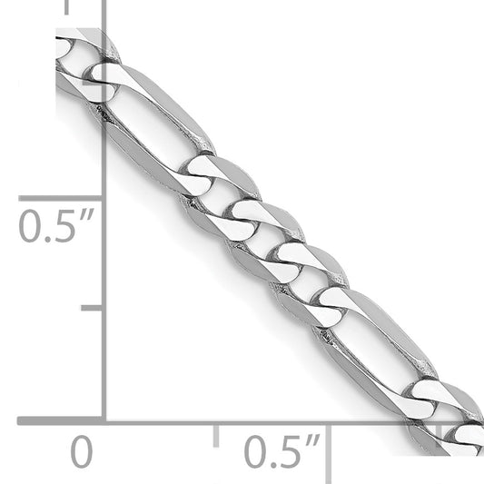 14k WG 4mm Flat Figaro Chain