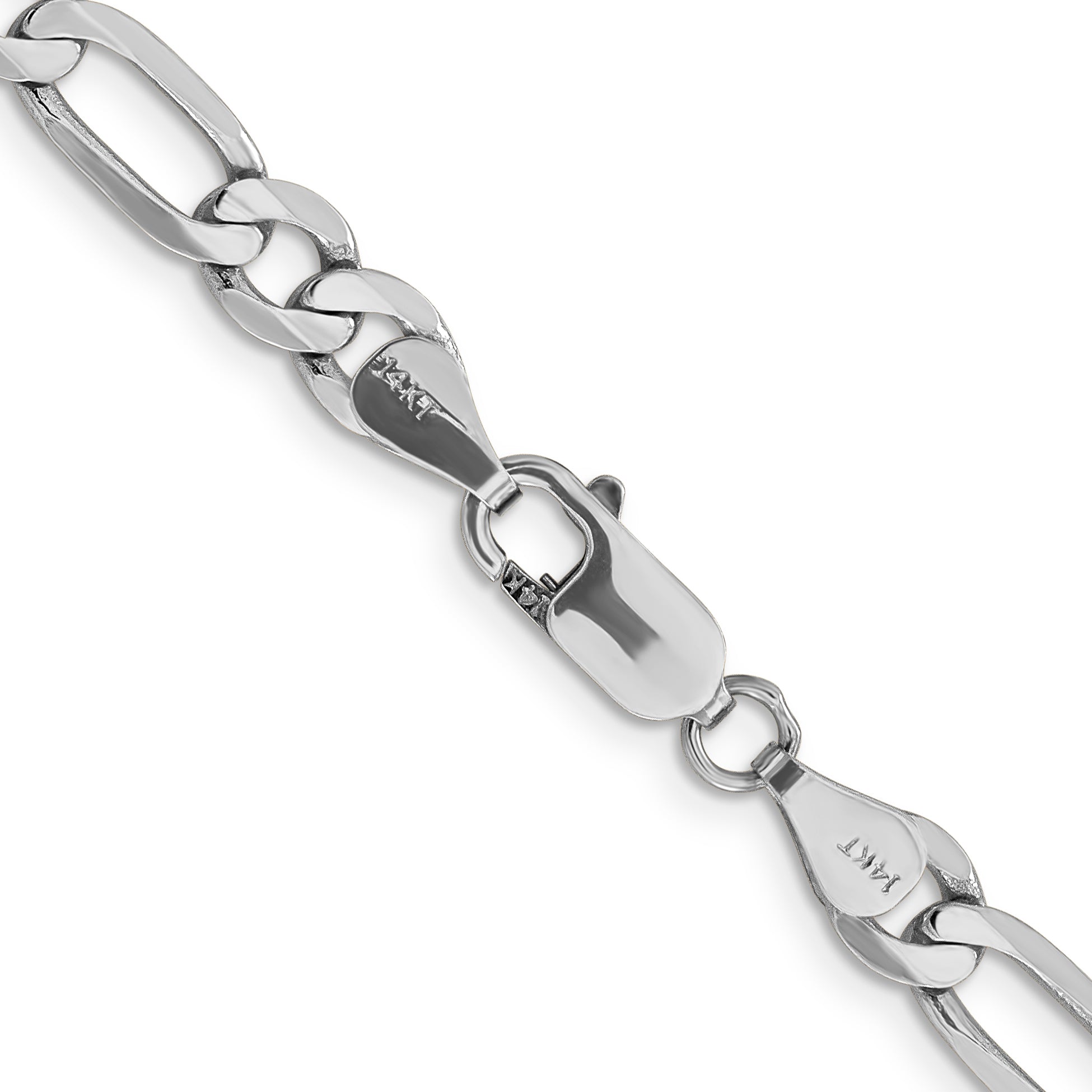 14k WG 6mm Flat Figaro Chain