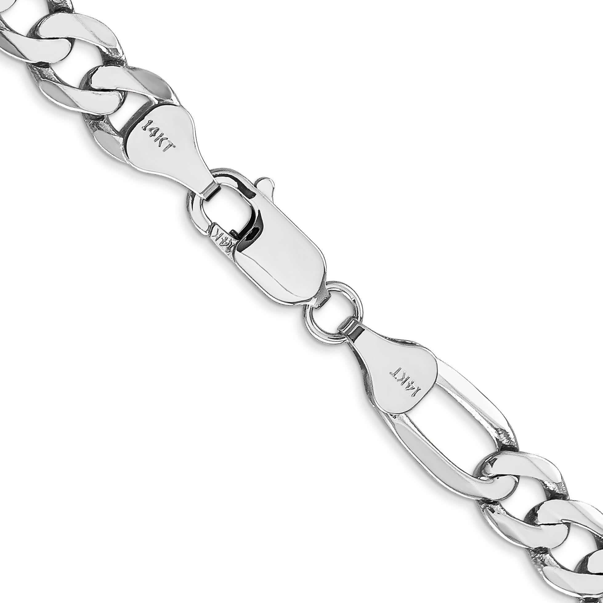 14k WG 7mm Flat Figaro Chain