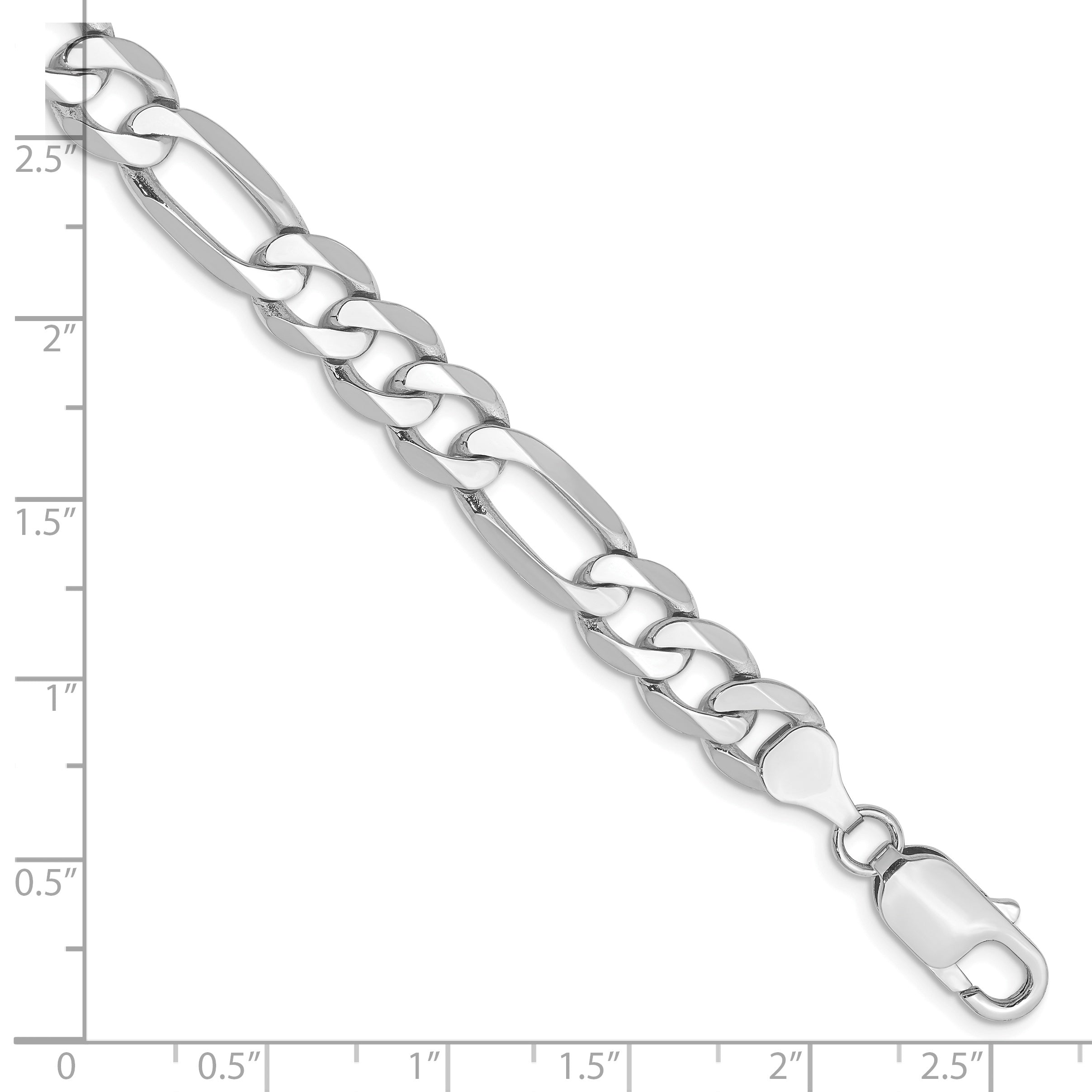 14k WG 7.5mm Flat Figaro Chain