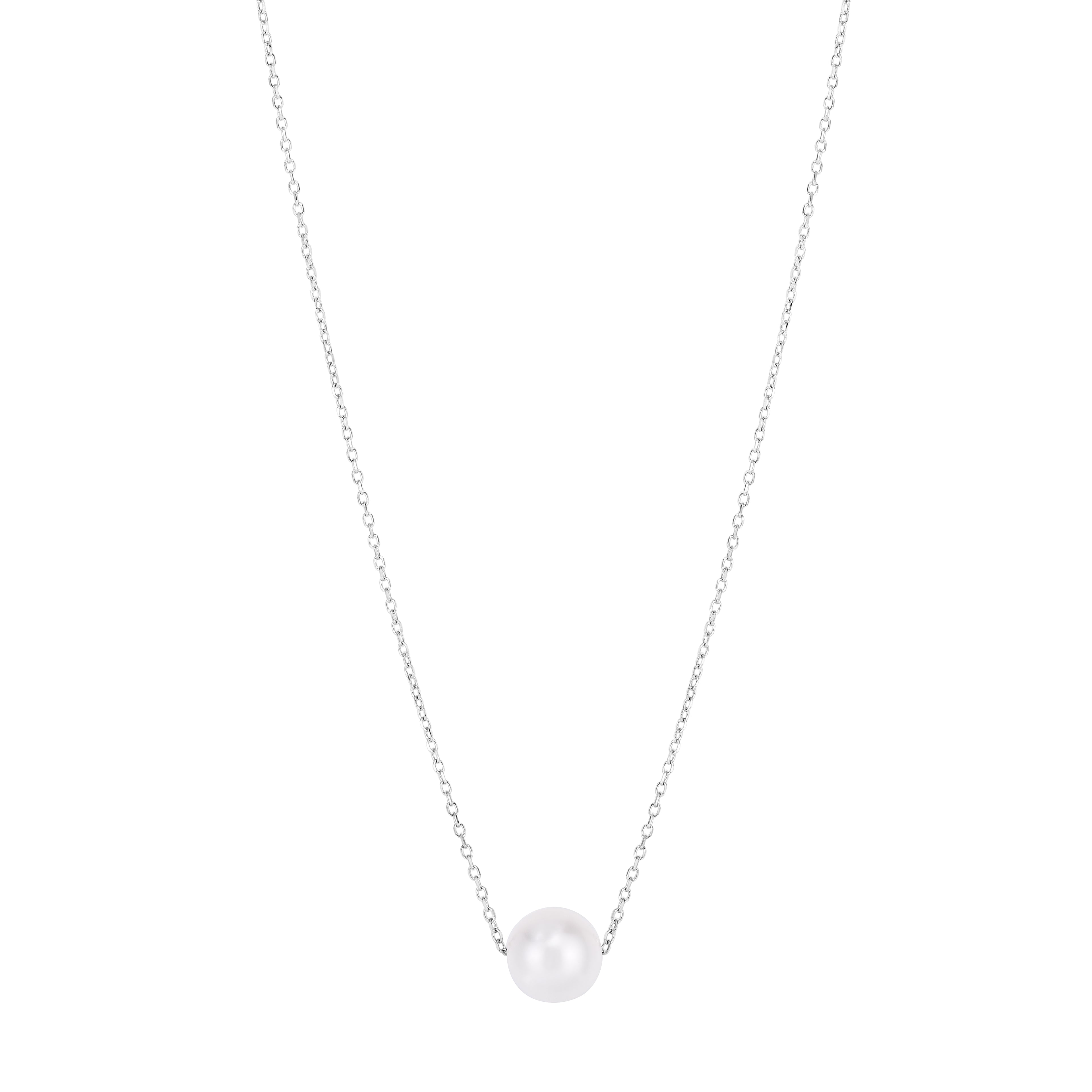 14K Pearl Necklace Solitaire necklace