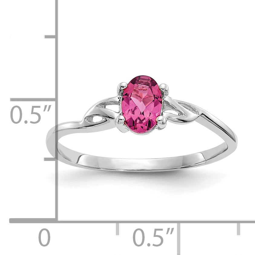 14k White Gold Pink Tourmaline Birthstone Ring