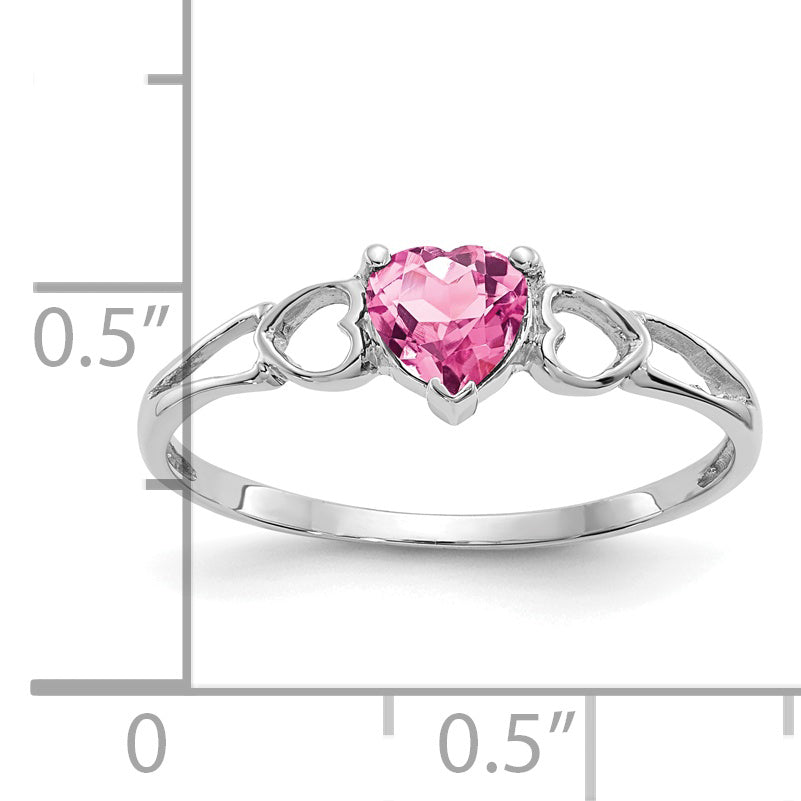 14k White Gold Pink Tourmaline Birthstone Ring