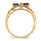 14k Gold Polished Amethyst Bow Ring
