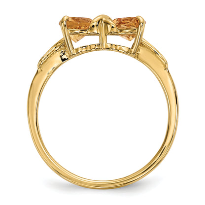 14k Gold Polished Citrine Bow Ring