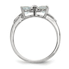 14k White Gold Polished Aquamarine Bow Ring