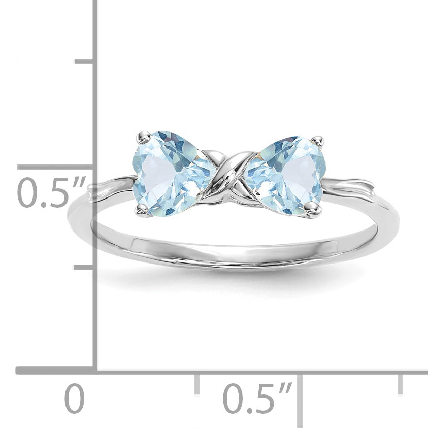 14k White Gold Polished Aquamarine Bow Ring
