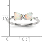 14k White Gold Polished Created Opal Bow Ring