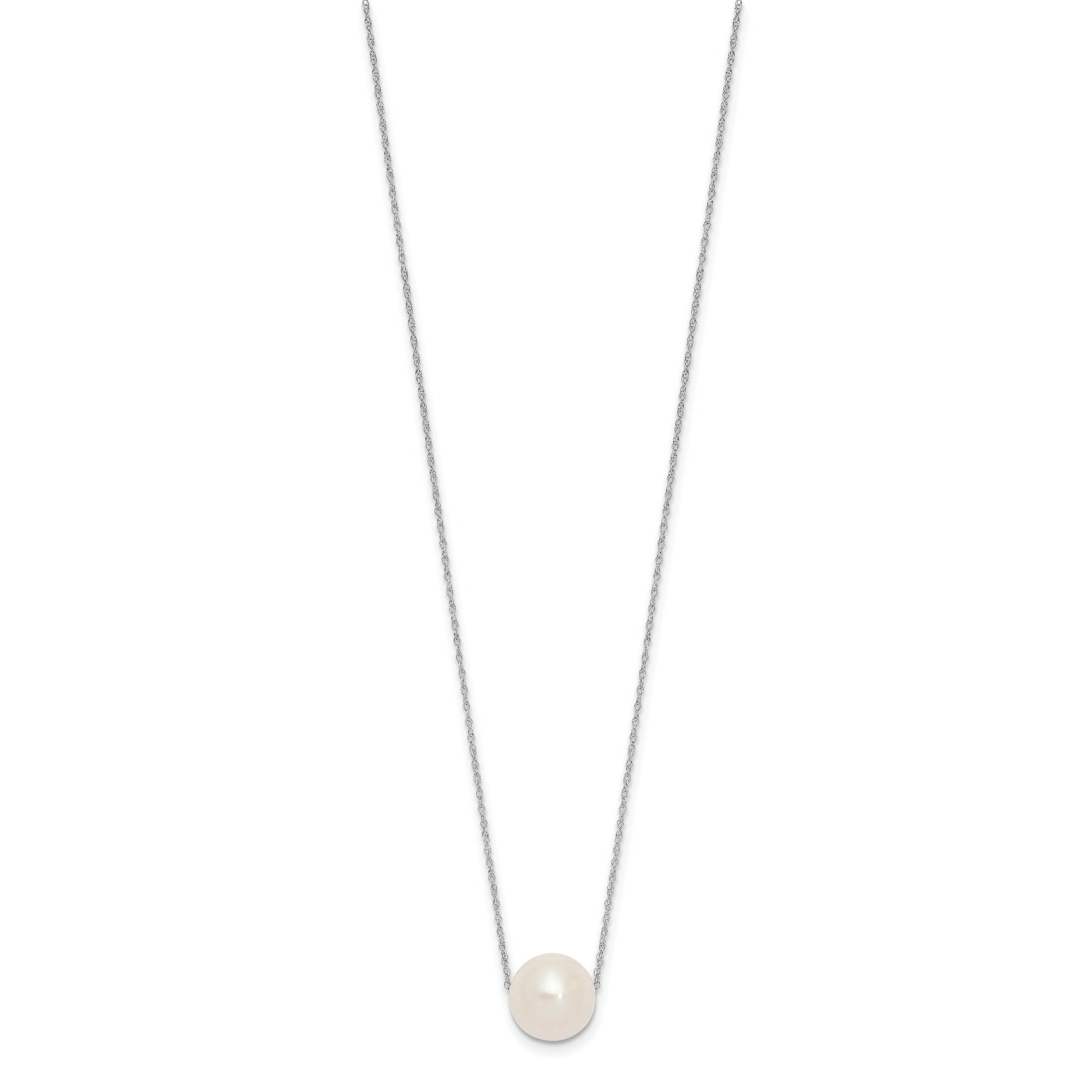 14K White Gold 10-11mm Round White FWC Pearl Rope Necklace