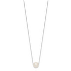 14K White Gold 10-11mm Round White FWC Pearl Rope Necklace