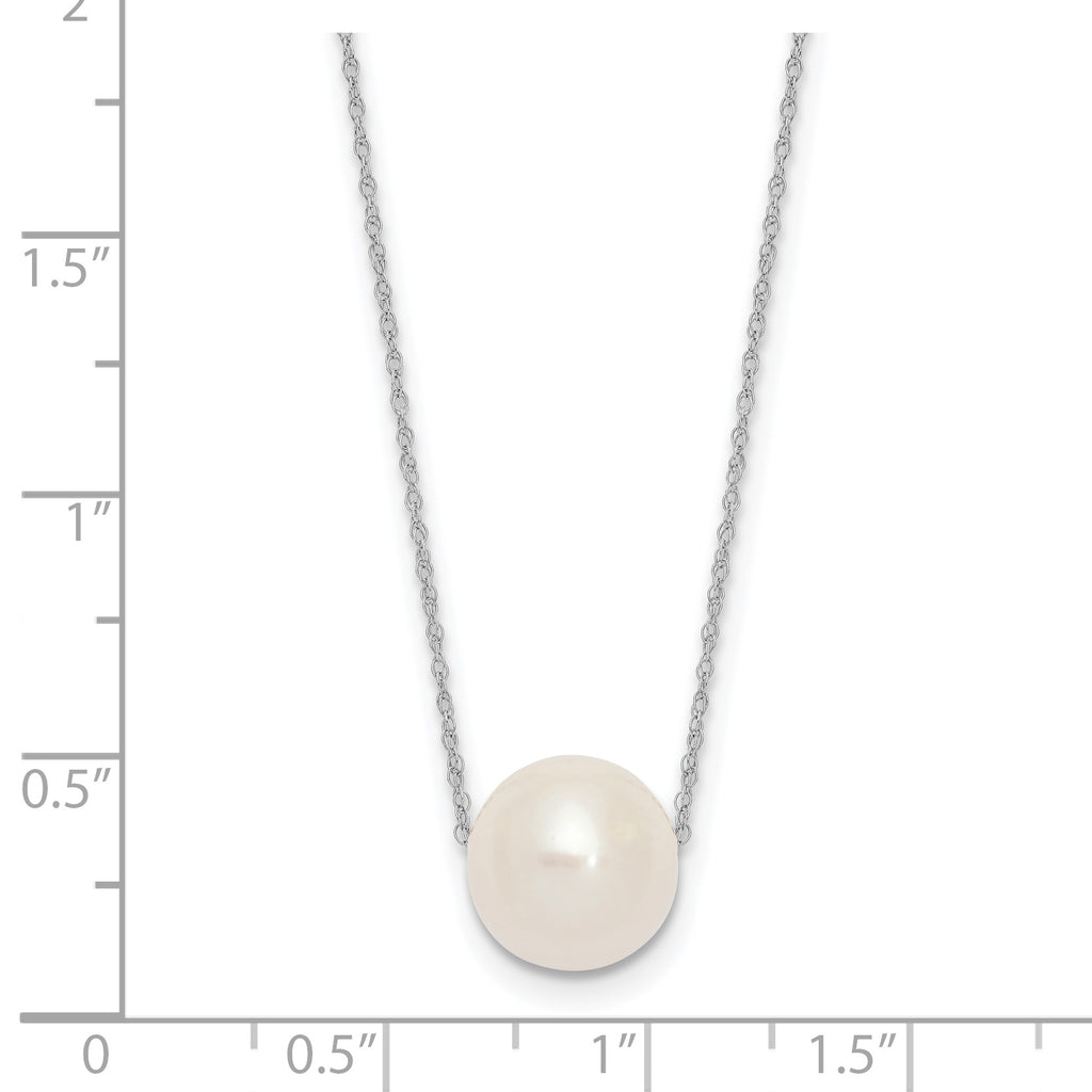 14K White Gold 10-11mm Round White FWC Pearl Rope Necklace