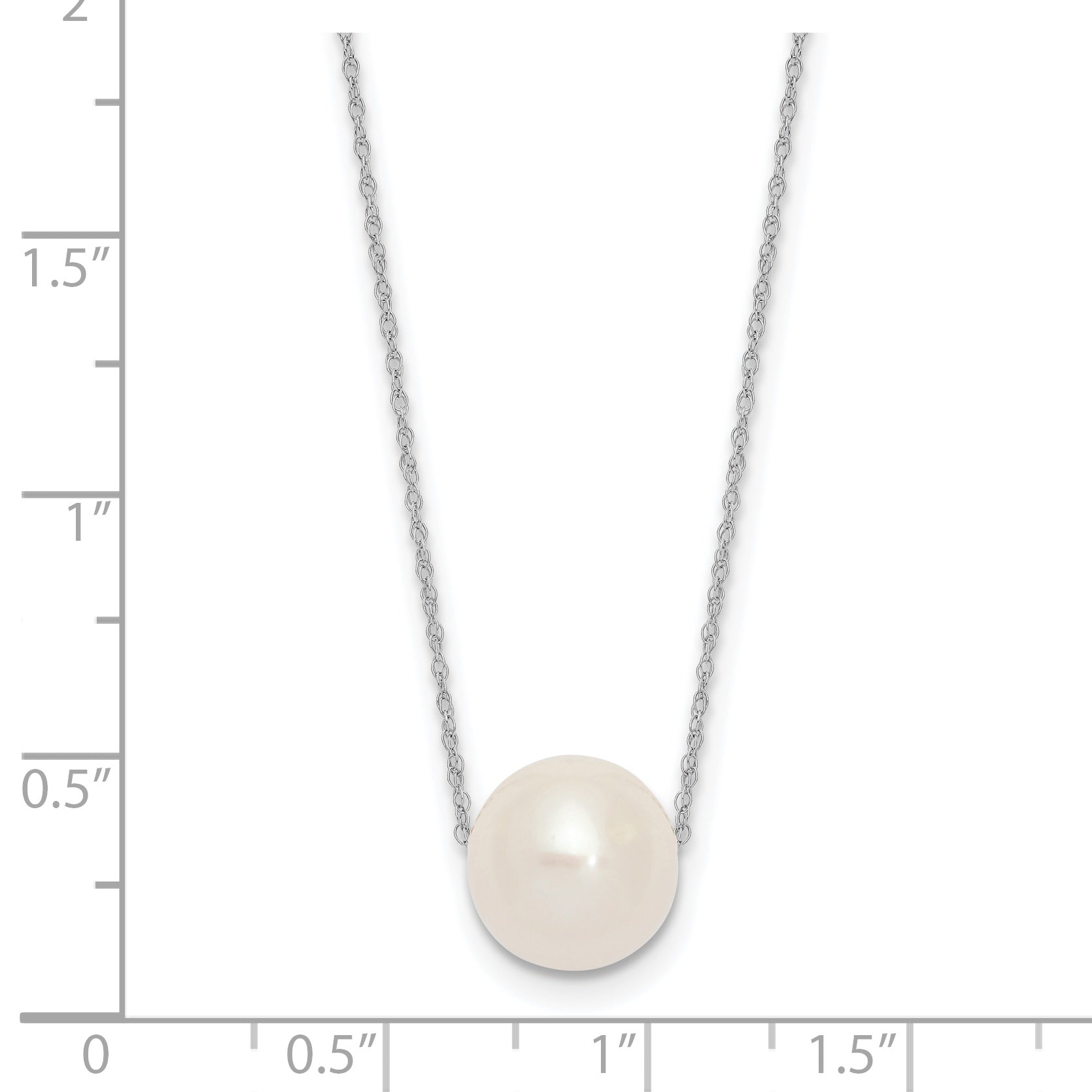 14K White Gold 10-11mm Round White FWC Pearl Rope Necklace
