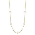 14K 5-6mm Round White FWC Pearl 9-Station Necklace