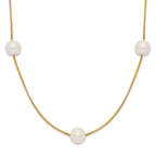 14K 5-6mm Round White FWC Pearl 9-Station Necklace