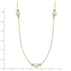 14K Polished FWC Pearl and Bead 3 Station 16in w/2 in ext. Necklace
