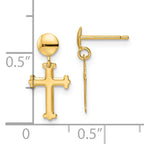14K Polished Cross Post Dangle Earrings